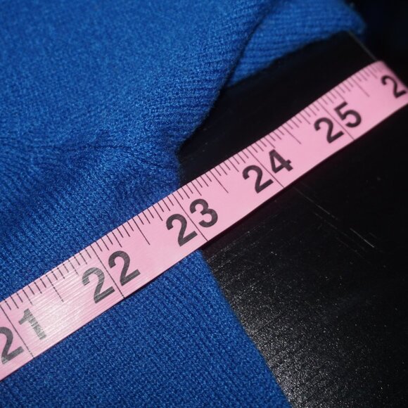 Vintage 70s Blue Cowl Neck Knit Sweater XL - Picture 4 of 5